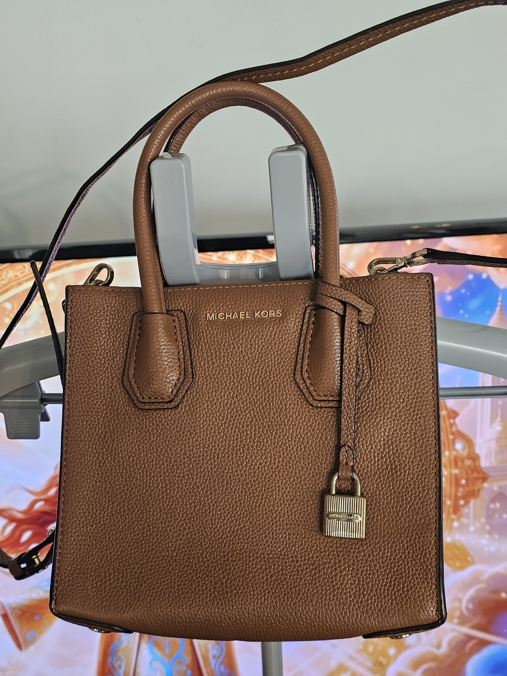 ❗️MICHAEL KORS MERCER Brown Pebbled Leather  Crossbody Satchel ❗️